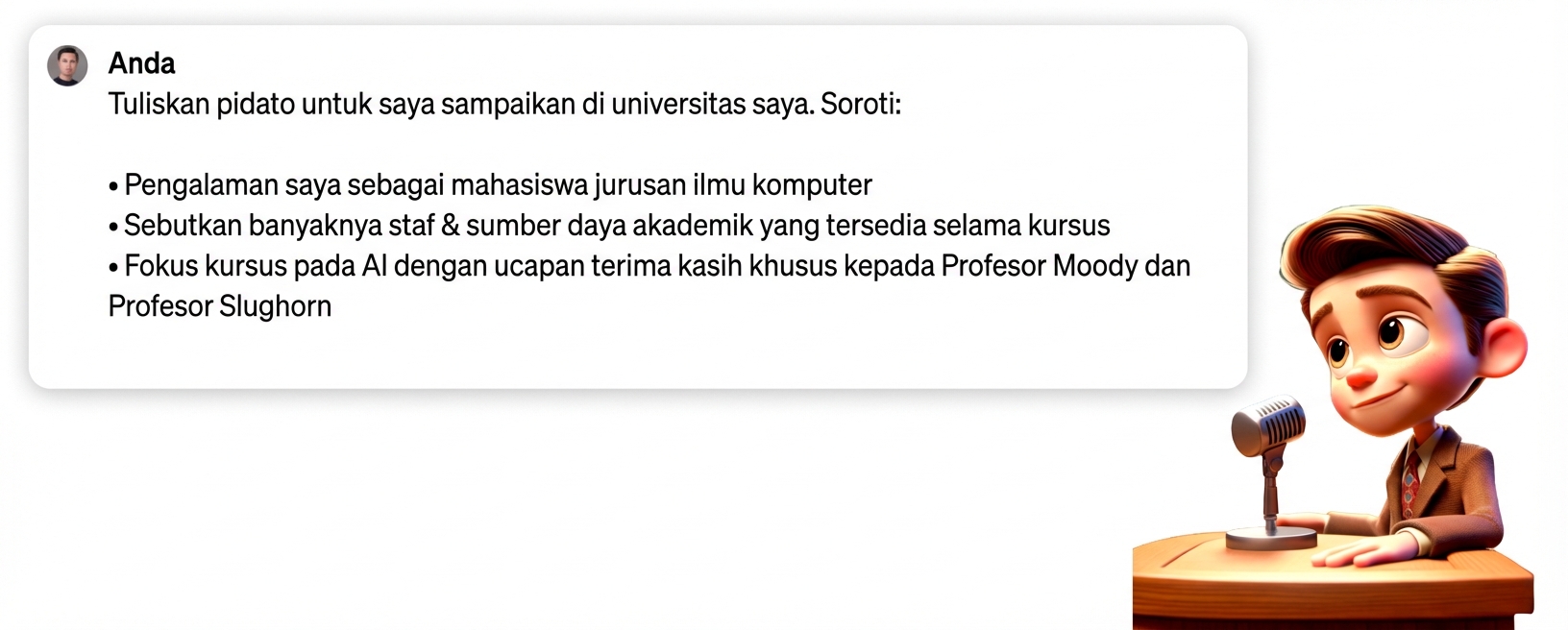 Ilustrasi kartun orang menyampaikan pidato