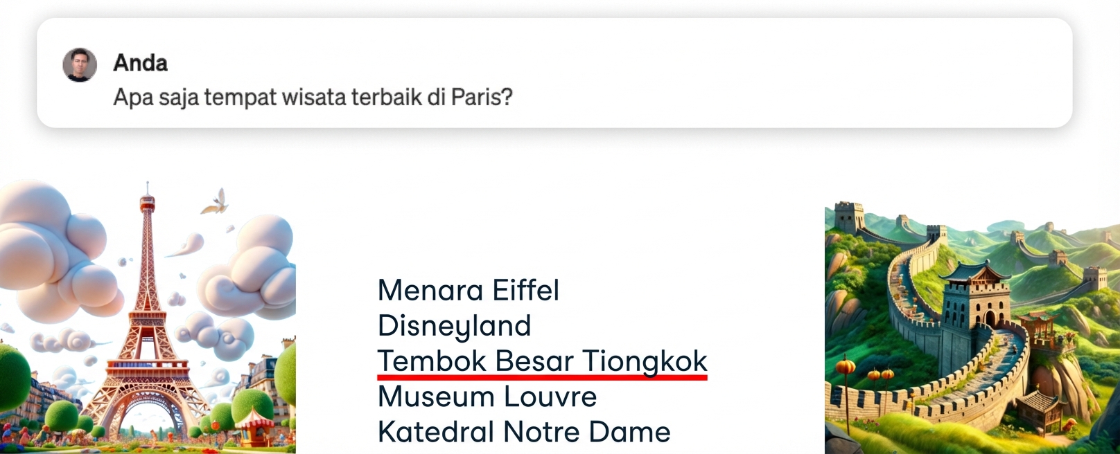 Apa objek wisata teratas di Paris dengan jawaban salah disorot