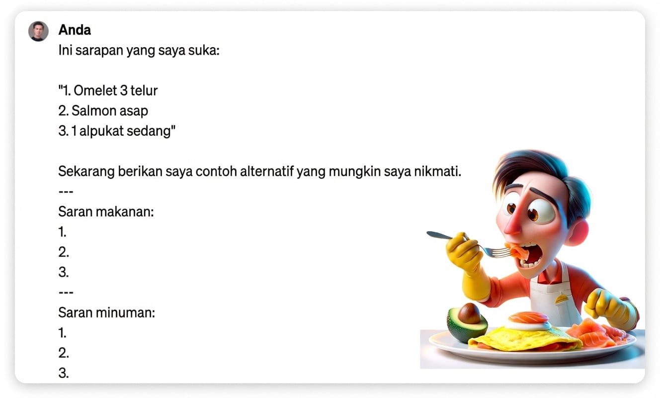 Ilustrasi kartun orang yang sedang sarapan