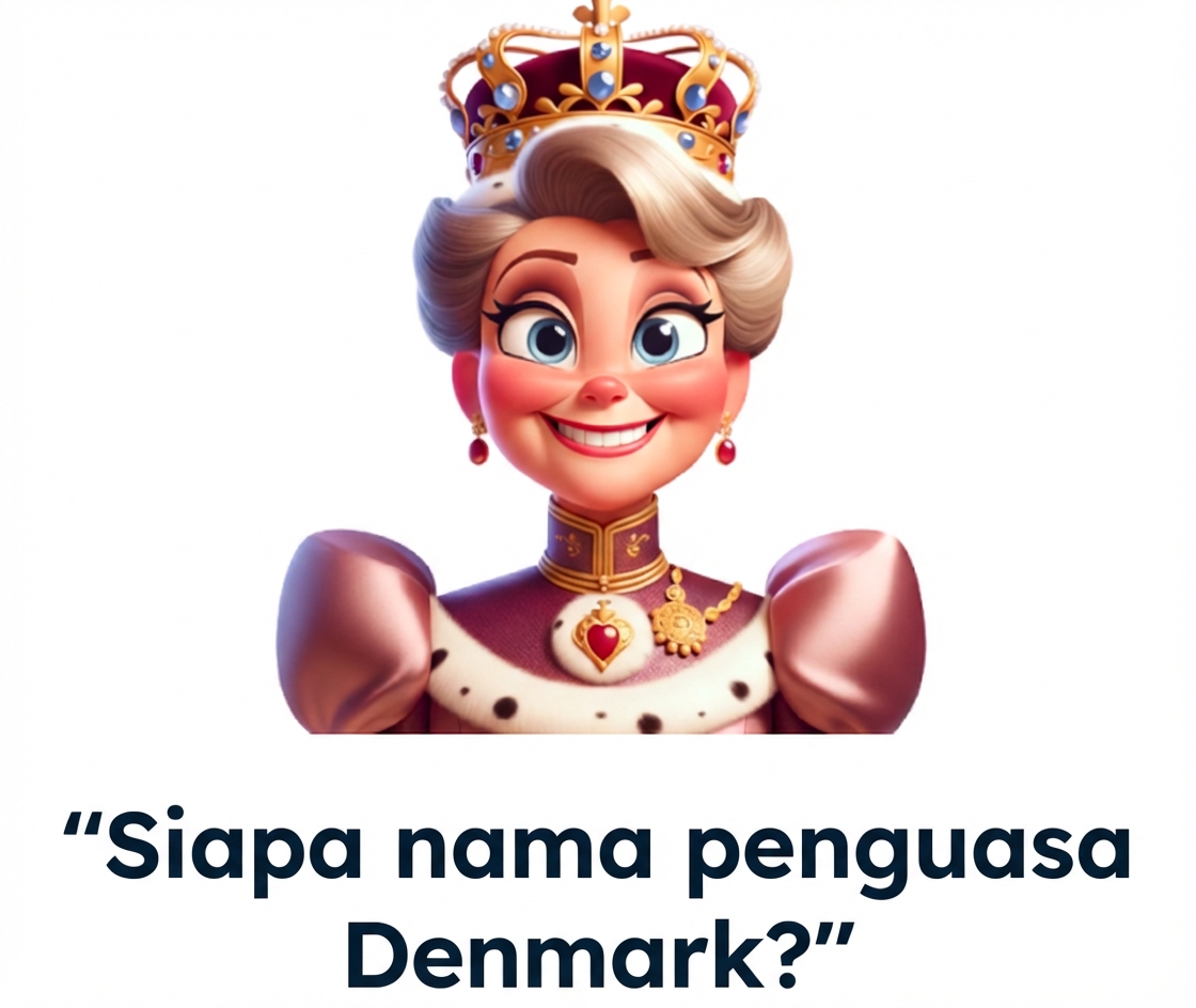 Seorang raja/ratU senang dengan pertanyaan "what is the name of the monarch of denmark"