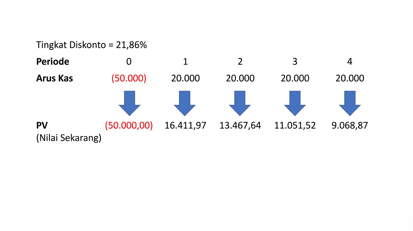 Contoh rumus npv menggunakan IRR sebagai tingkat diskonto.