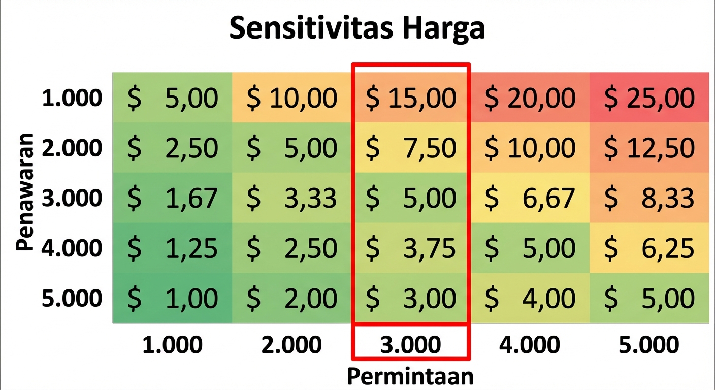 tabel sensitivitas dengan satu kolom dibingkai