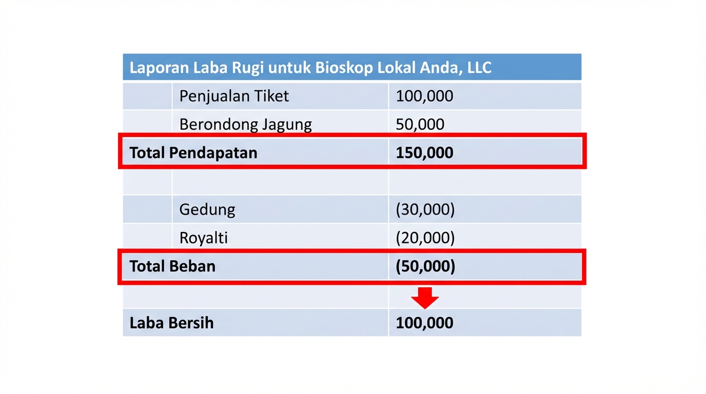 laporan laba rugi menyorot perhitungan laba bersih