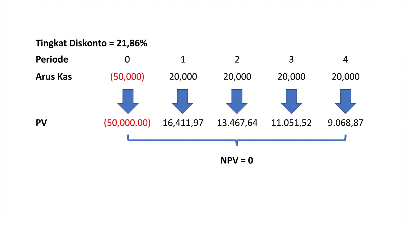 Contoh rumus npv menggunakan IRR sebagai tingkat diskonto.