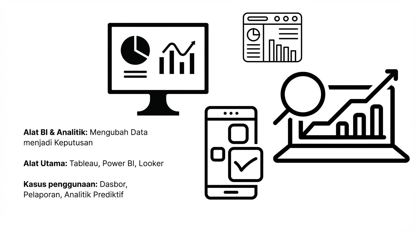 layar komputer dan perangkat seluler dengan bagan pai dan garis