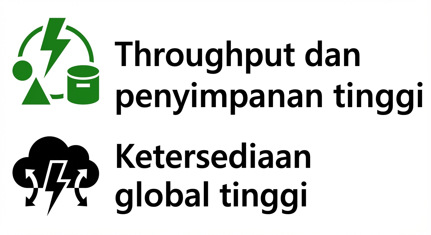 Ikon menampilkan throughput/penyimpanan tinggi dan ketersediaan global tinggi.