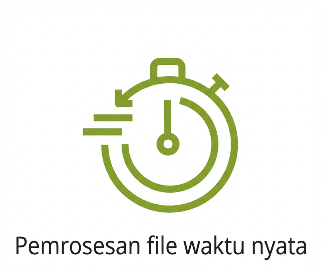 Ikon yang menampilkan pemrosesan real-time.