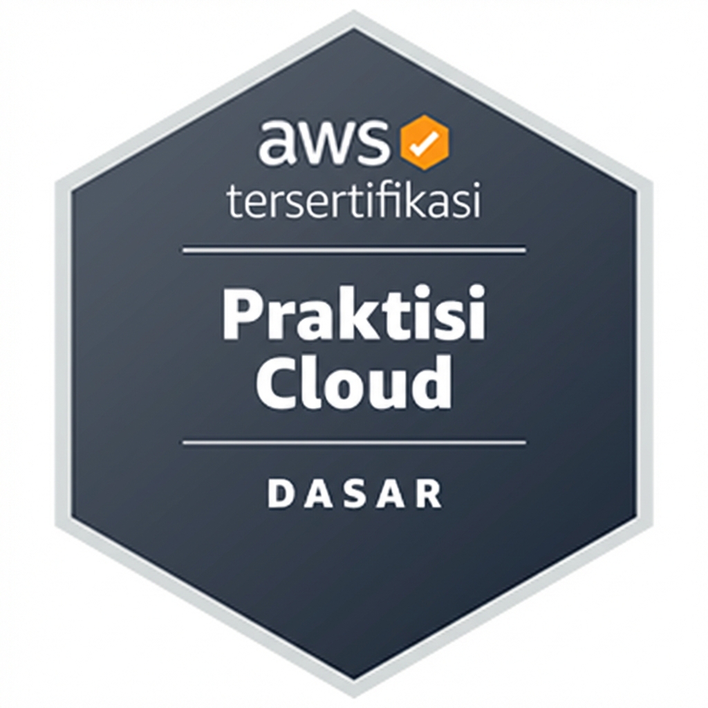 Lencana sertifikasi AWS Cloud Practitioner