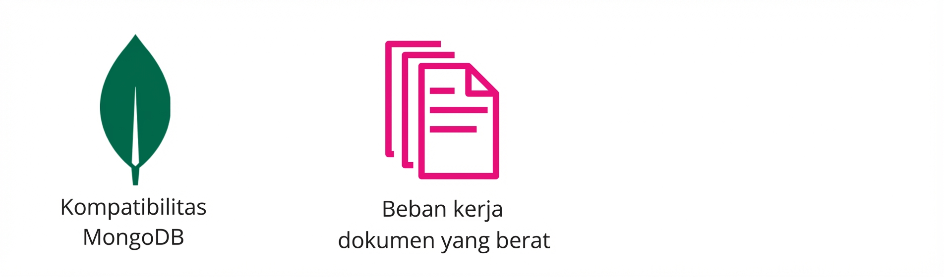 Ikon menampilkan MongoDB dan beban kerja dokumen berat.