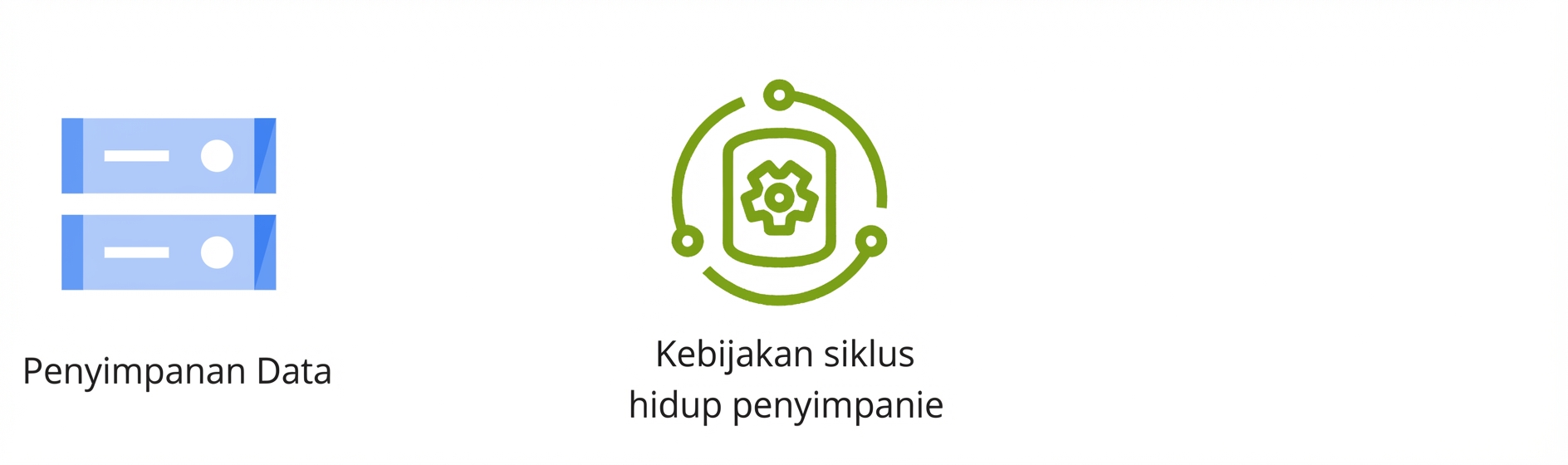 Dua ikon menampilkan penyimpanan data dan kebijakan siklus hidup penyimpanan.