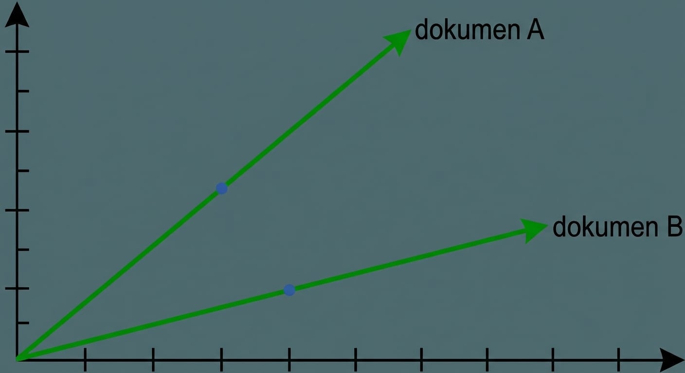 Plot sebar dokumen A dan B, dengan 2 garis berbeda dari titik nol