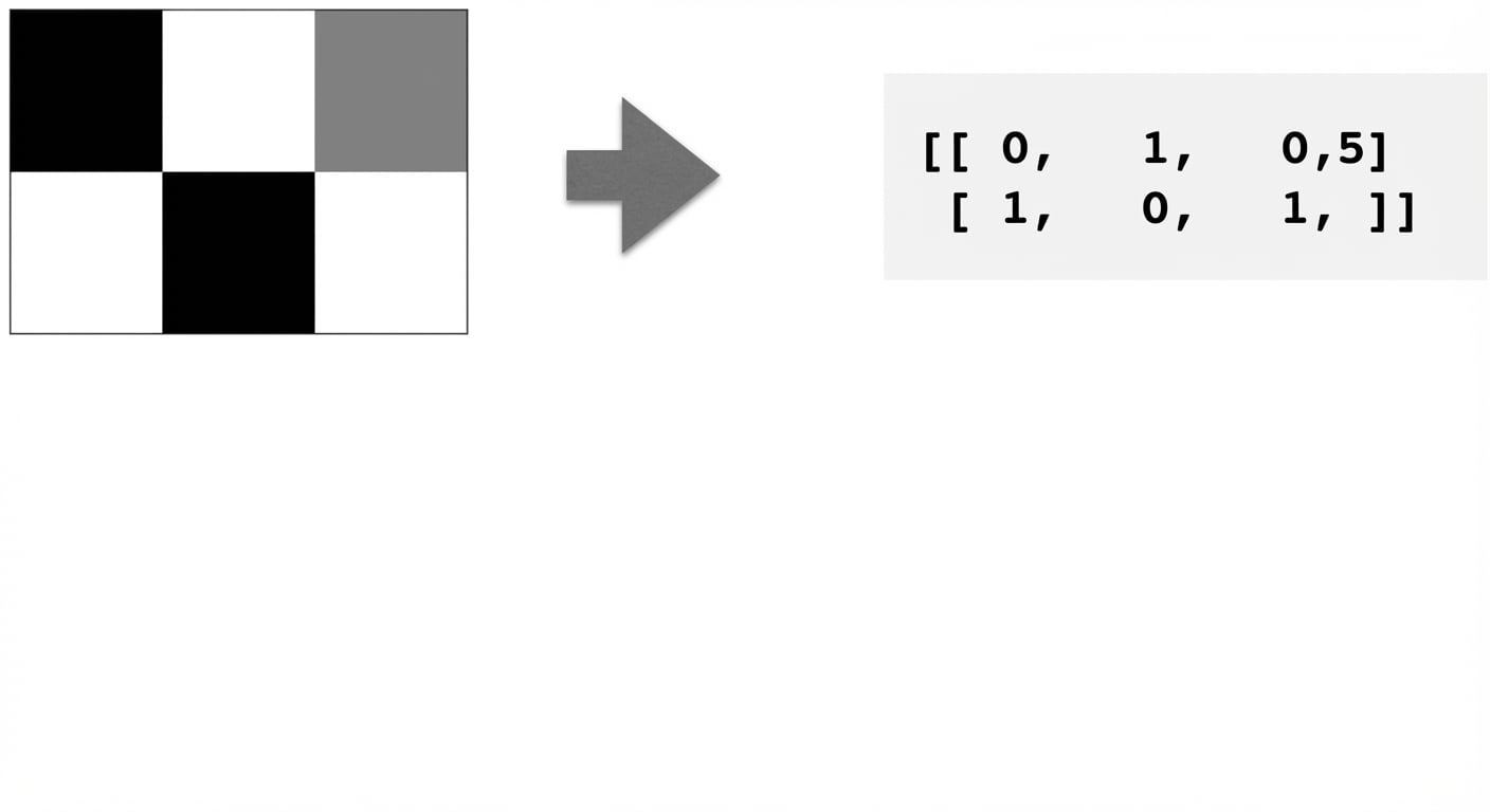 persegi panjang 2×3 piksel dengan tingkat putih/hitam/abu berbeda