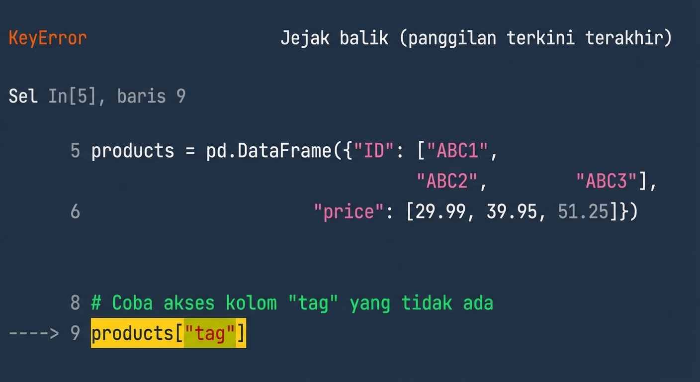 Traceback menampilkan baris pada kode kita yang menyebabkan error