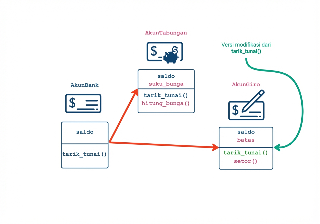 CheckingAccount memiliki metode withdraw yang diubah