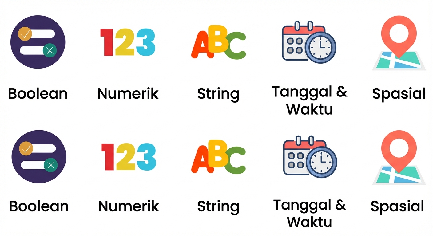 Gambar tipe data dengan hanya teks Boolean yang terlihat