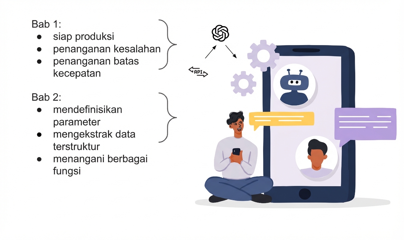 Ilustrasi pengguna aplikasi AI yang dibangun dengan OpenAI API