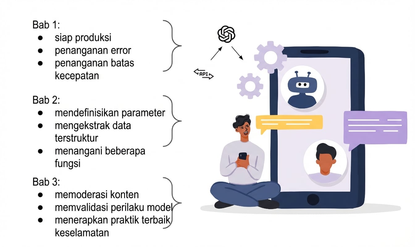 Ilustrasi pengguna aplikasi AI yang dibangun dengan OpenAI API