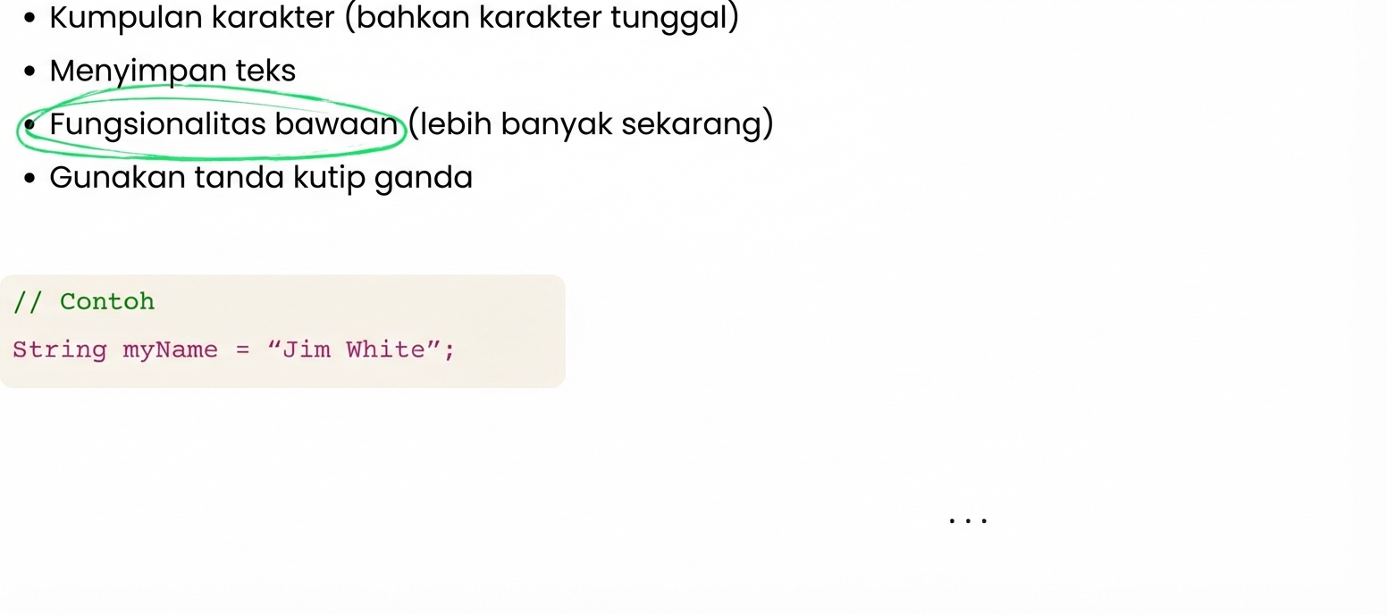 String memiliki fungsi bawaan untuk memanipulasinya