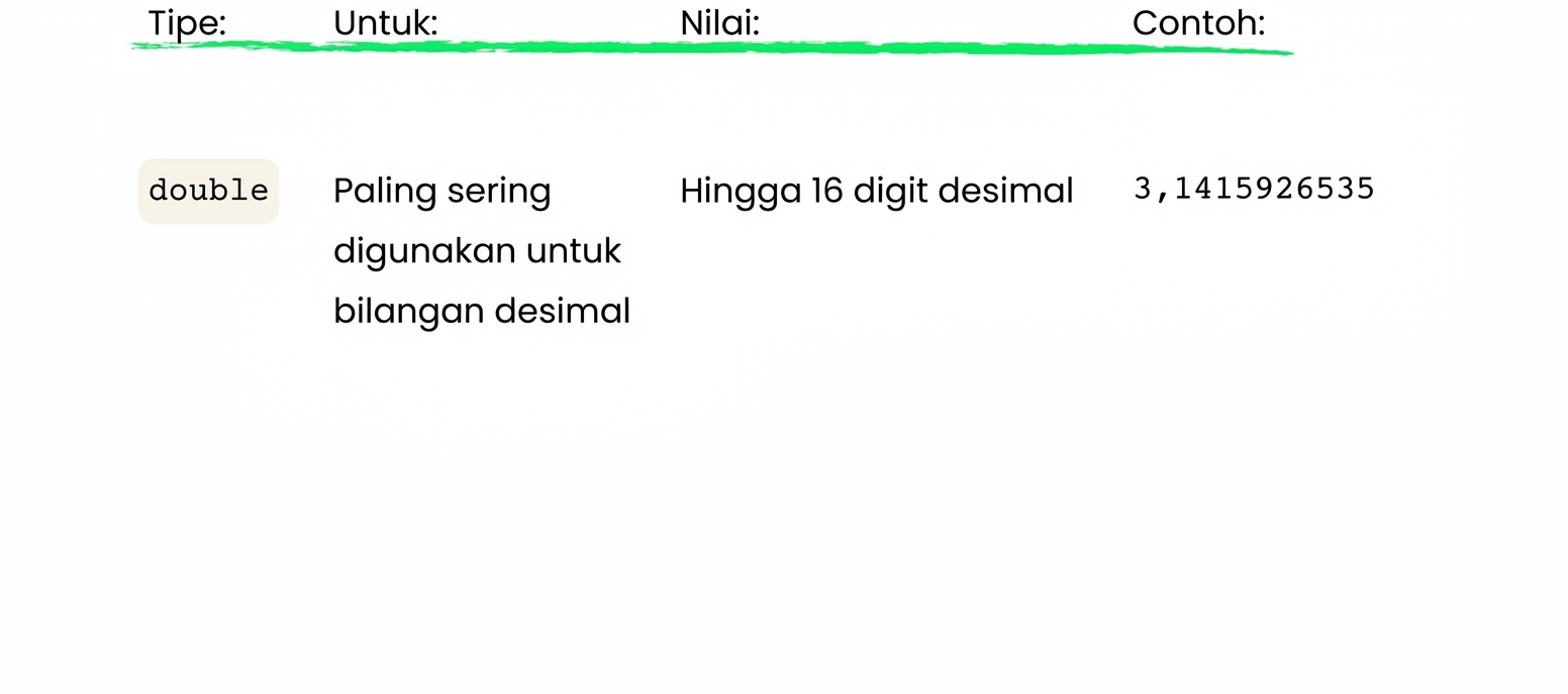 double hingga 16 angka desimal