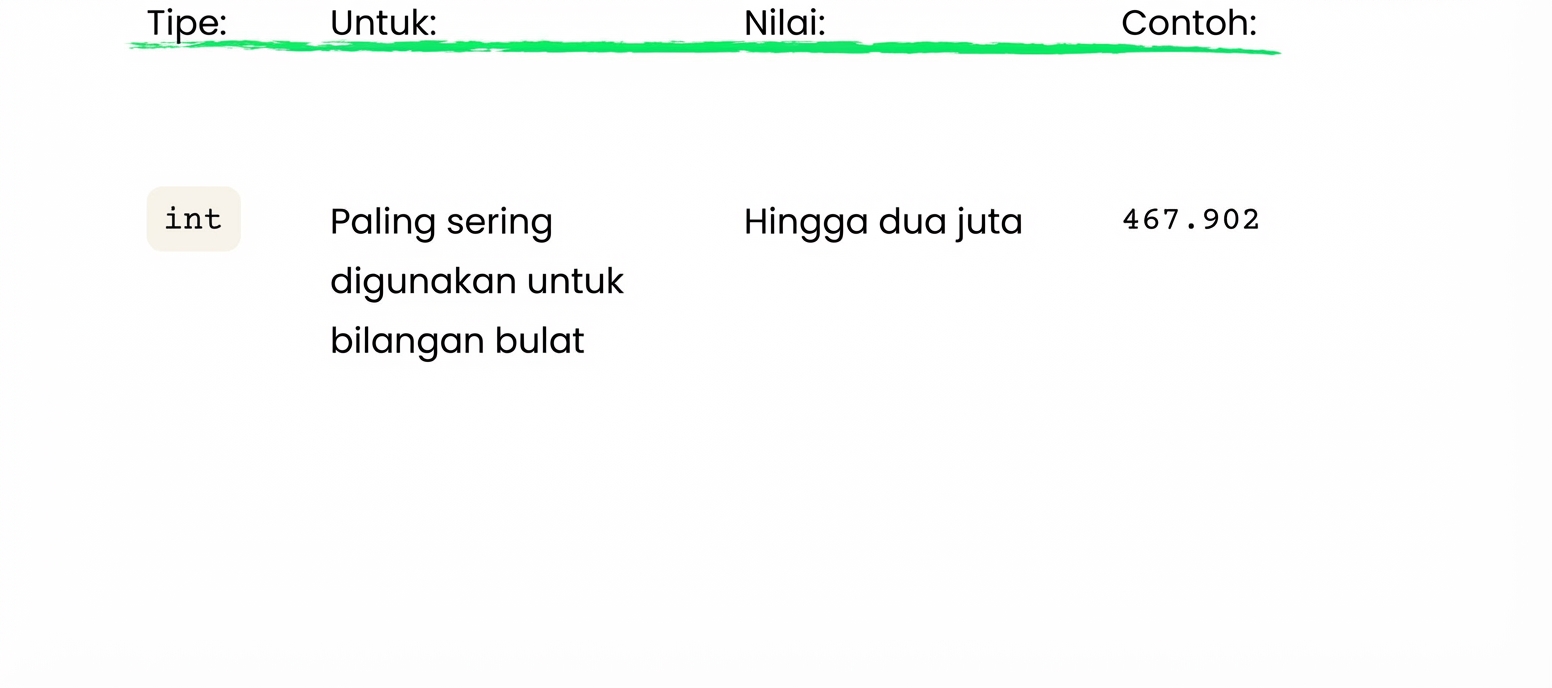 int menyimpan bilangan bulat hingga dua juta