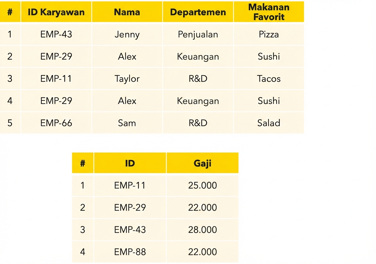 Tabel karyawan dan gaji