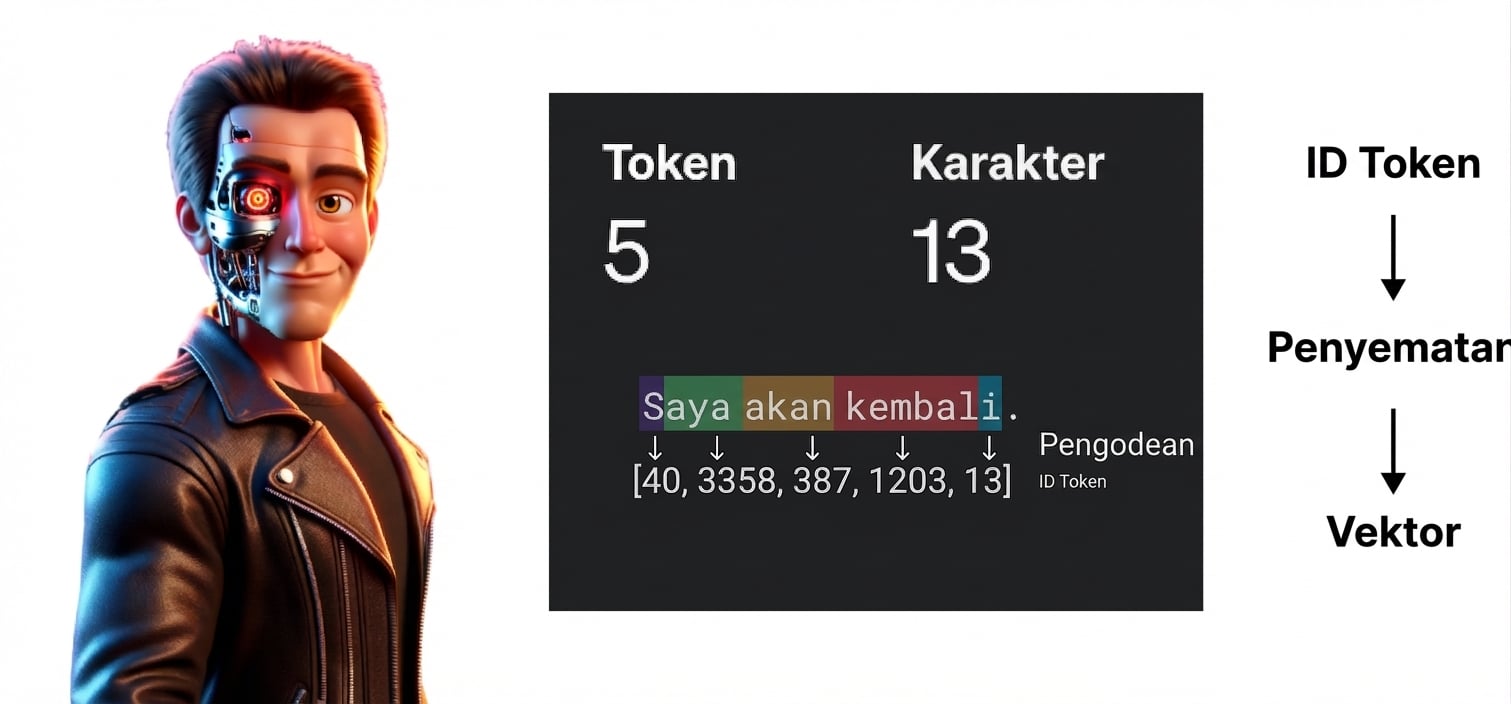 Ilustrasi pria mirip tokoh film Terminator