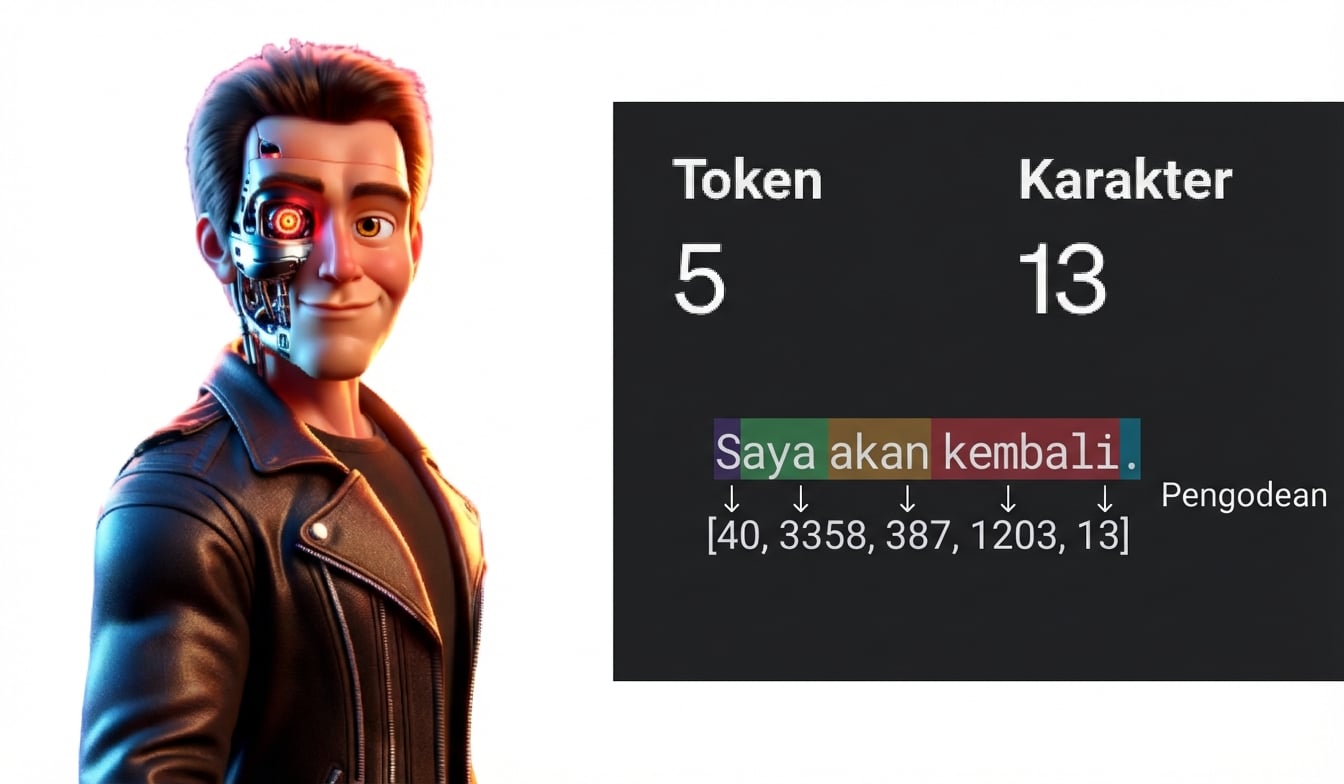 Ilustrasi pria mirip tokoh film Terminator