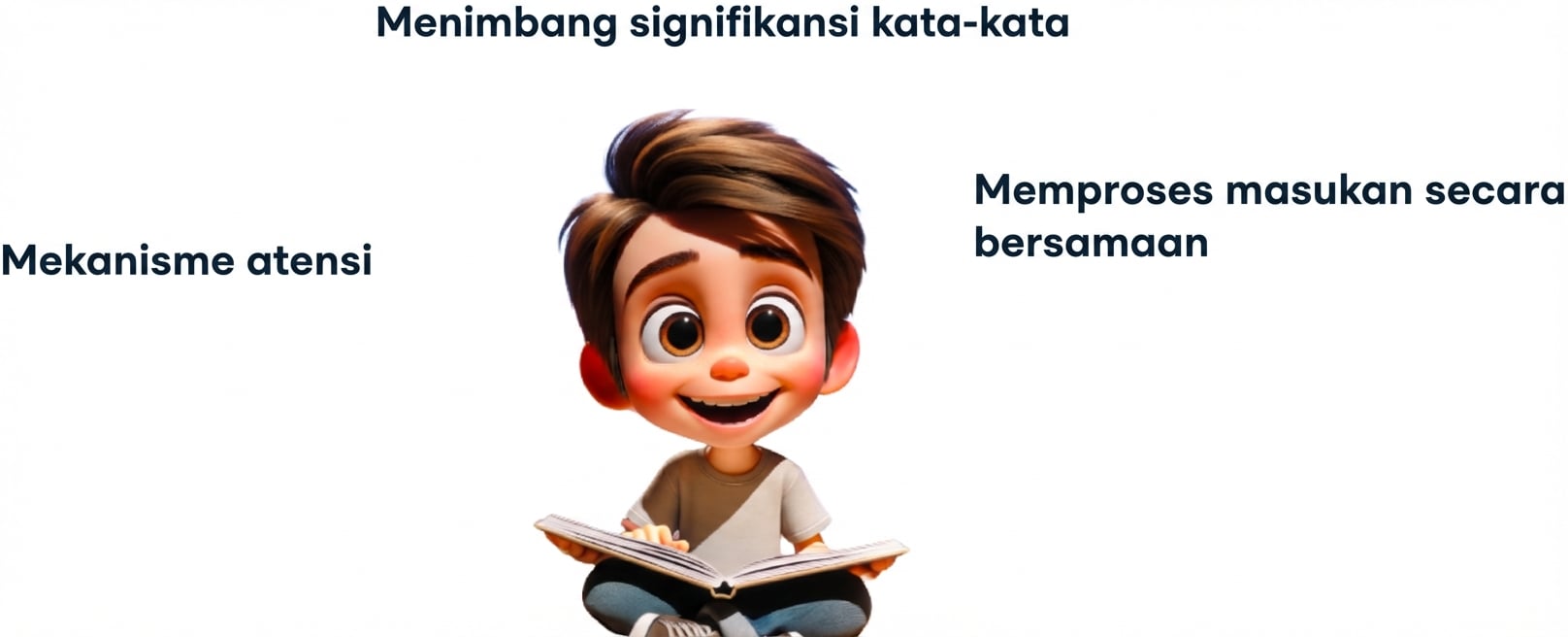 Ilustrasi seorang anak membaca dengan gembira