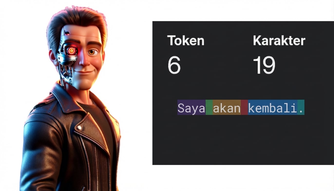 Ilustrasi pria mirip tokoh film Terminator