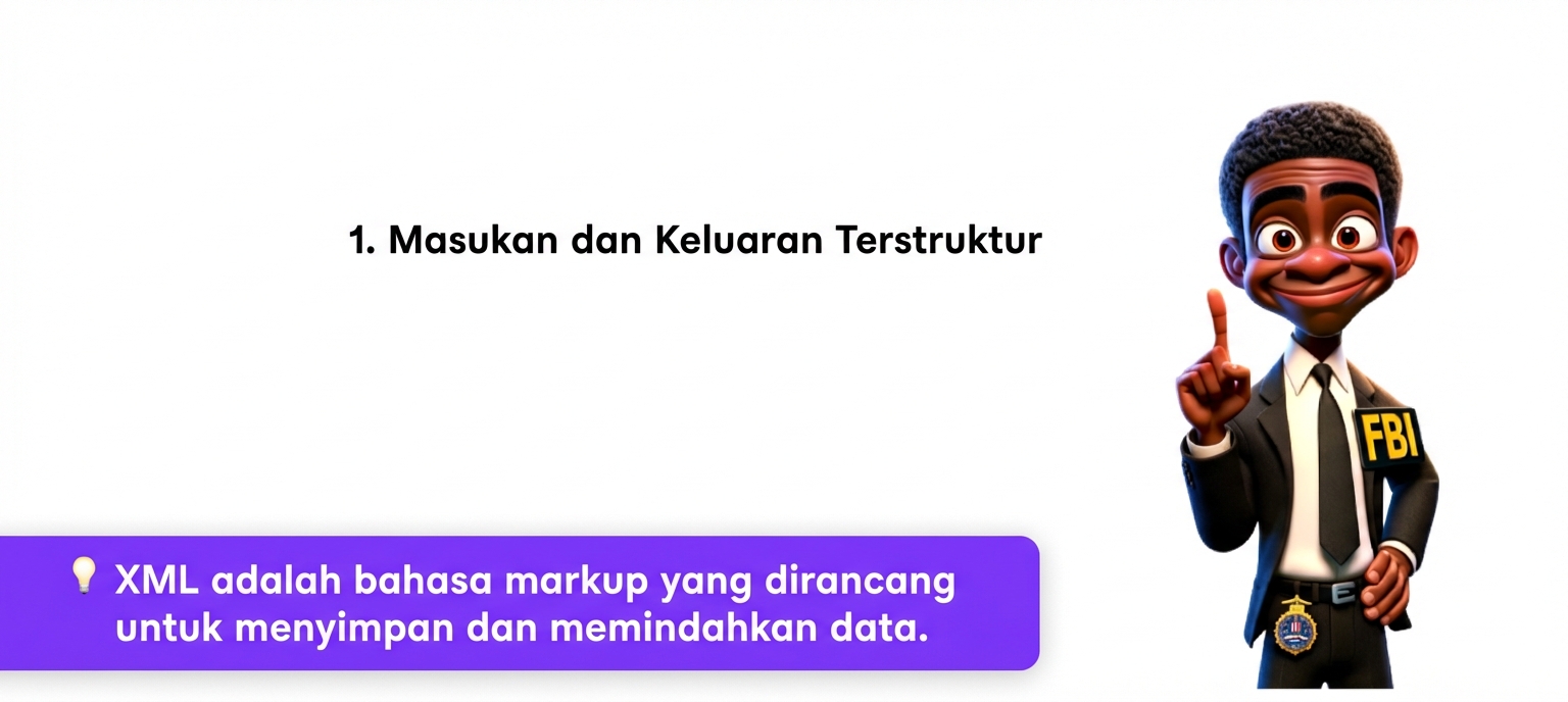 Gambar menampilkan kartun agen FBI mengangkat satu jari