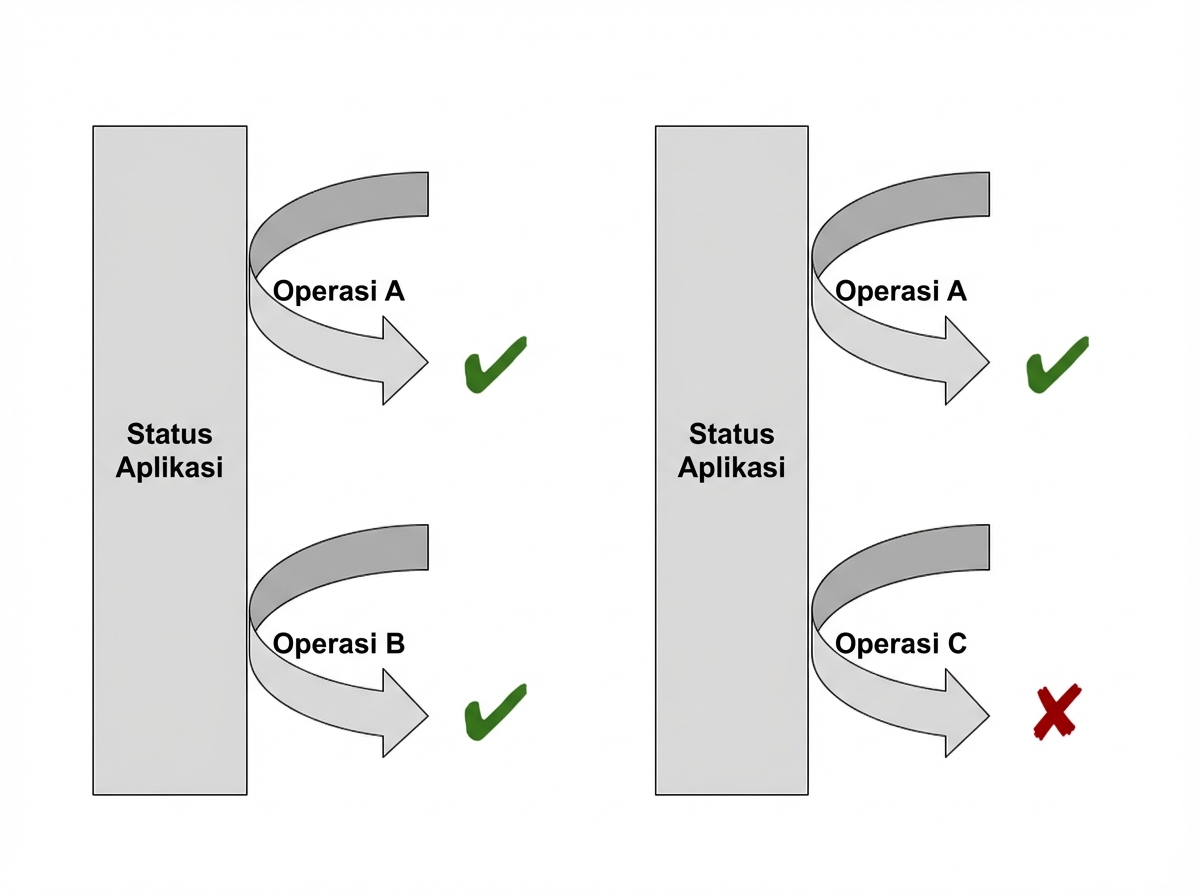 Diagram yang menampilkan contoh alur uji sukses dan gagal