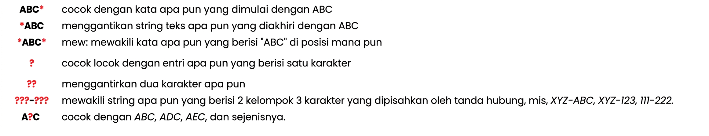 Example of several wildcards