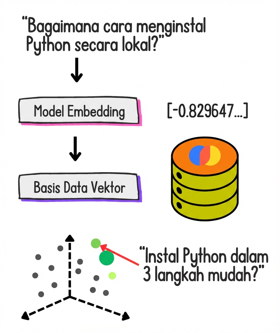 Alur kerja RAG dengan vector store.
