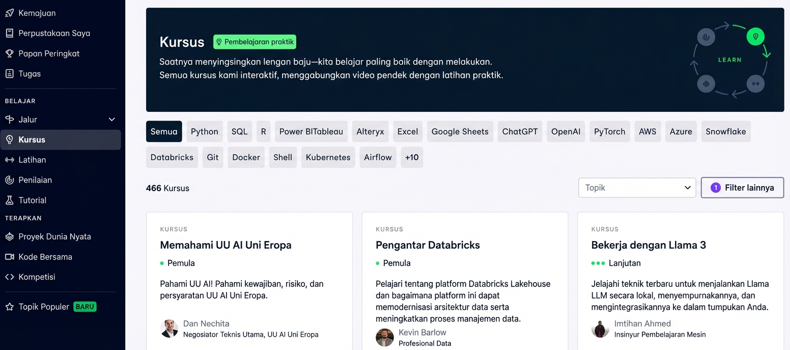 Halaman kursus DataCamp