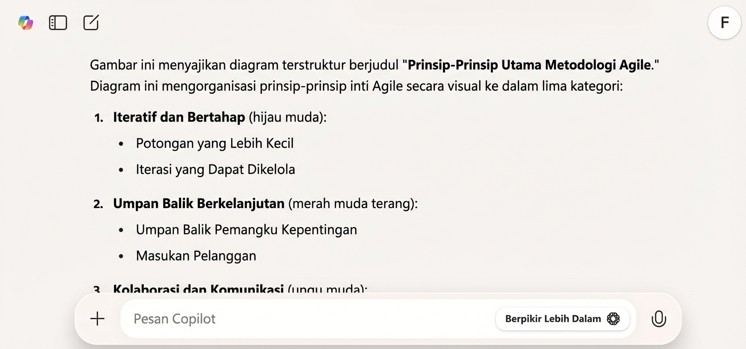 Tangkapan respons Copilot yang menjelaskan diagram manajemen proyek