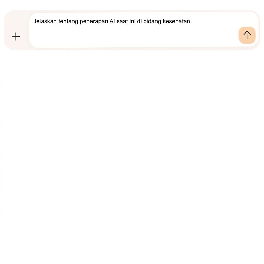Teks mengatakan: Beritahu saya tentang aplikasi AI terkini di bidang kesehatan.