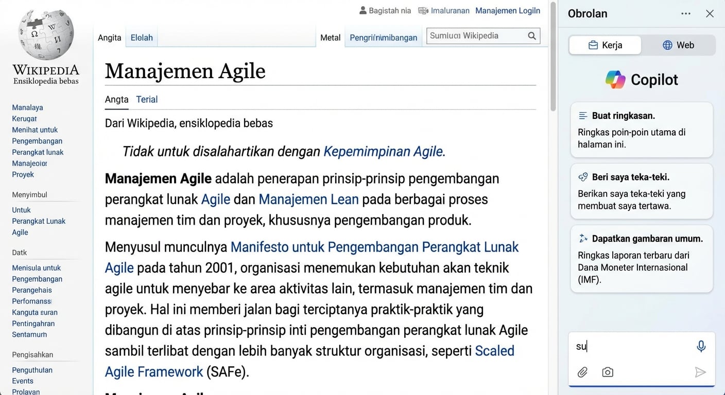 Copilot merangkum halaman web