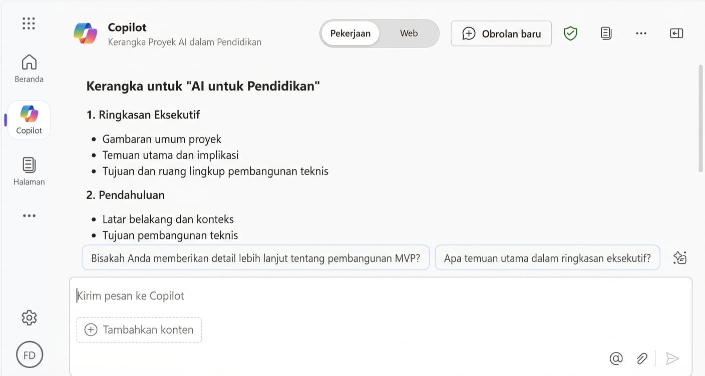 Tangkapan layar garis besar laporan.