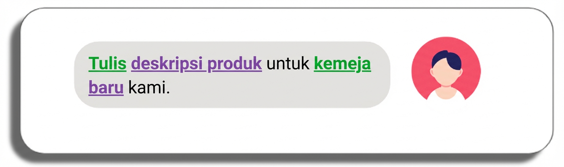 Tulis deskripsi produk untuk film pendek baru kami dengan kata-kata "deskripsi produk", "baru", "tulis", dan "kaos" yang disorot.