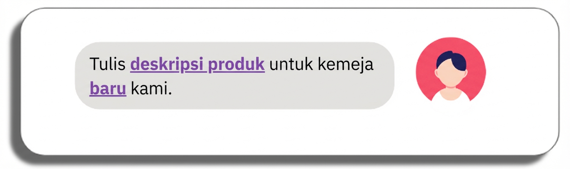 Tulis deskripsi produk untuk film pendek baru kami dengan kata-kata deskripsi produk dan kata “baru" yang disorot.