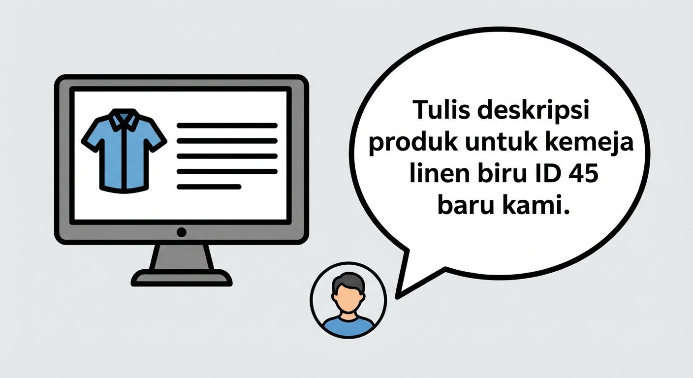 Awal dari prompt untuk deskripsi produk kaos dengan nama produk spesifik