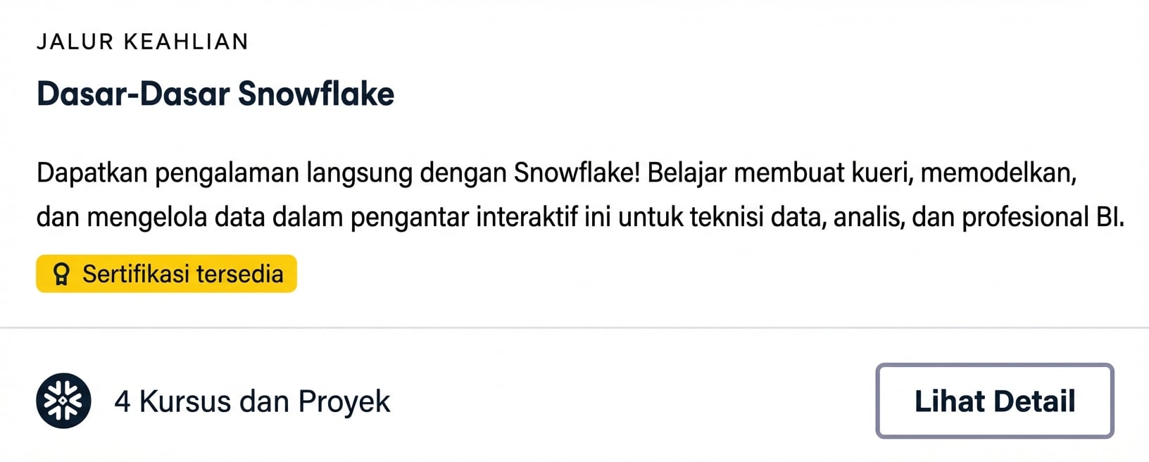 Tangkapan layar Snowflake Foundation Skill Track di DataCamp