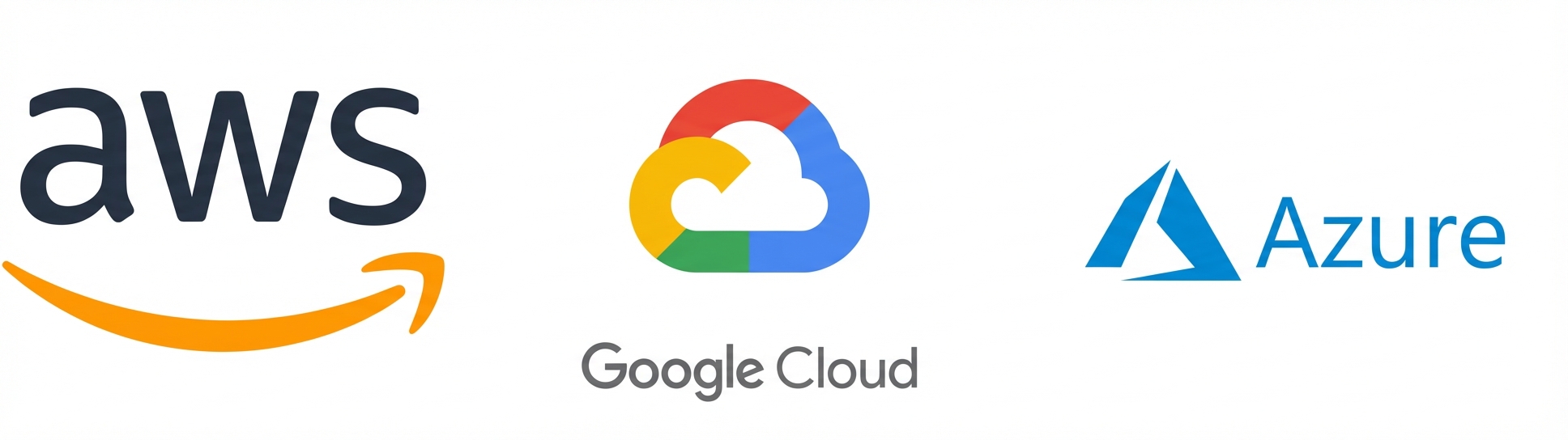 Logo penyedia cloud AWS, GCP, dan Azure