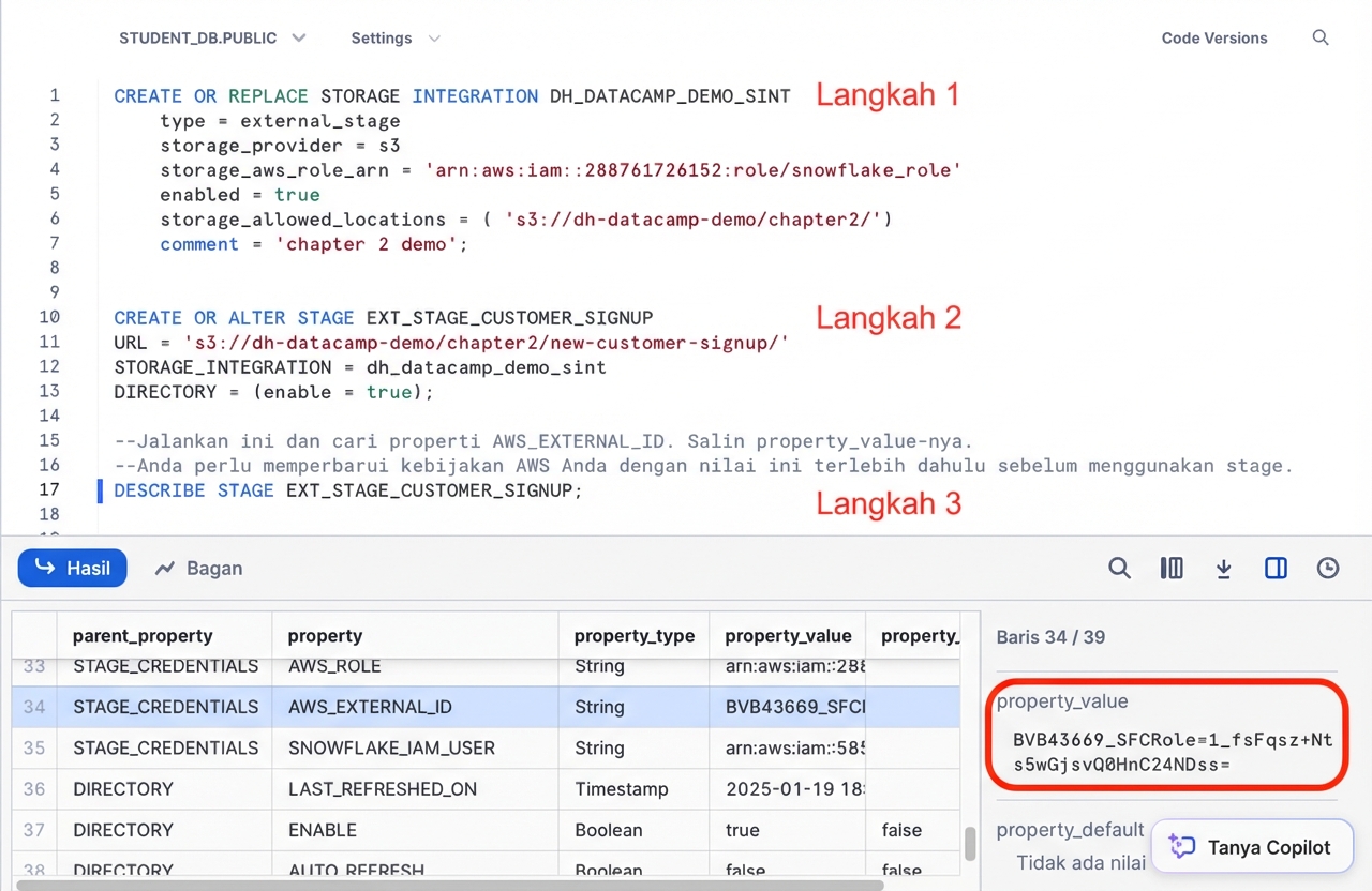 Gambar kueri skrip SQL