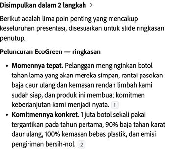 Rekap lima poin Copilot dengan sitasi kembali ke deck