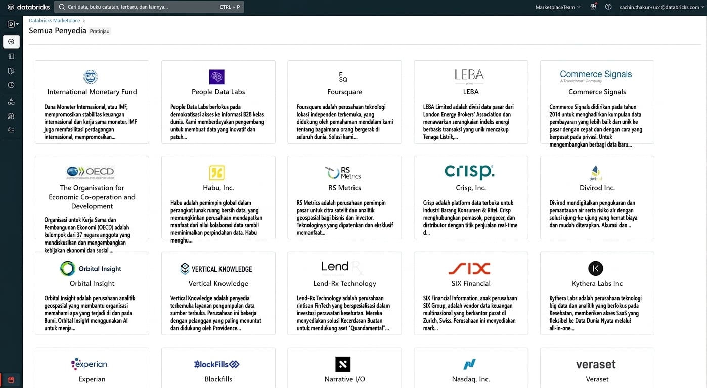 Cuplikan Databricks Marketplace