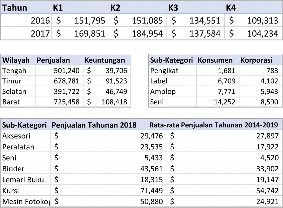 Contoh tabel dengan data teragregasi