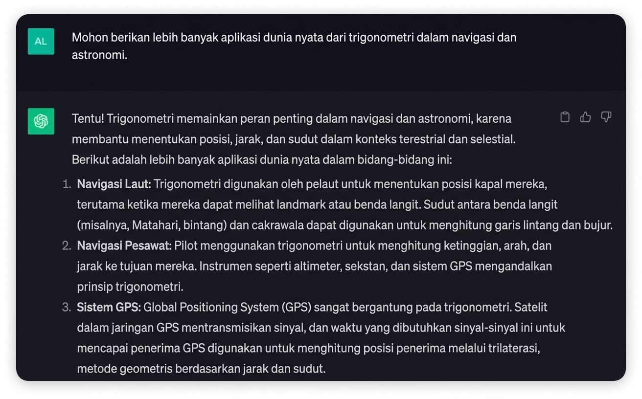 Tangkapan layar respons rinci yang dihasilkan oleh ChatGPT