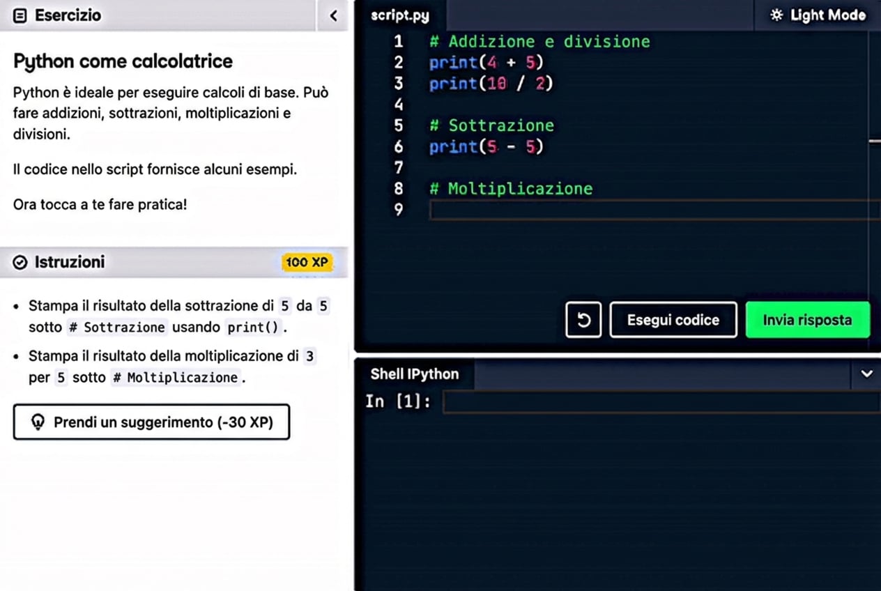Interfaccia DataCamp