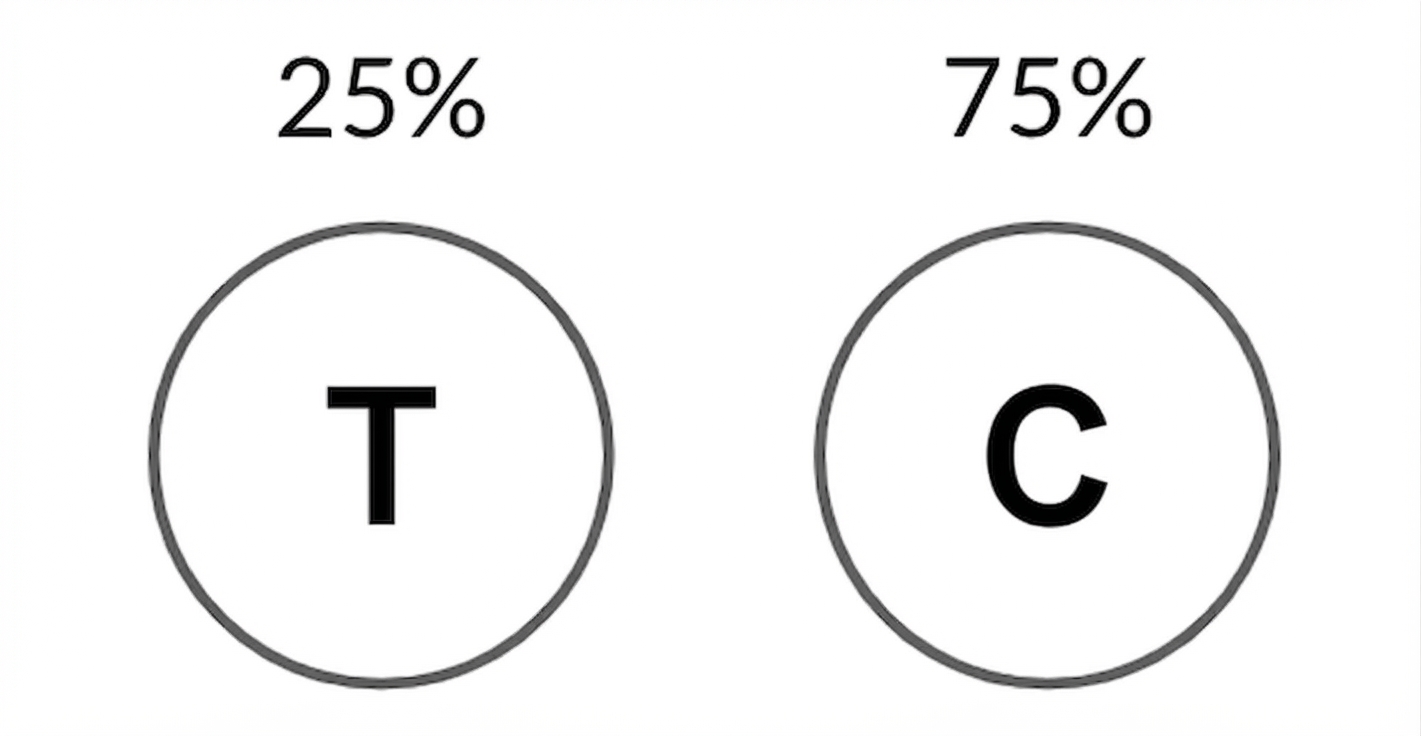 Immagine di testa con probabilità 25% e croce con probabilità 75%